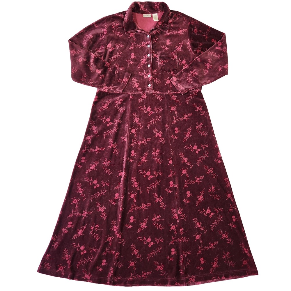 L.L. Bean Burgundy Floral Maxi Dress